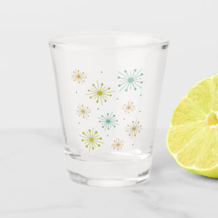 Verre A Shot Rétro Fireworks Starburts Funky Mid Century
