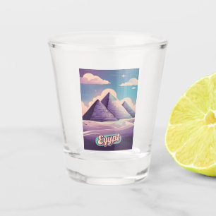 Verre A Shot Retro Travel 80s Synthwave Ancienne Égypte Pyramid