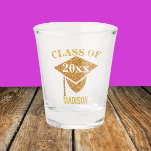 Verre A Shot Retrouvailles en carton or Glam