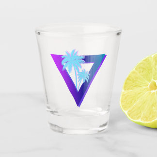 VERRE A SHOT RETROWAVE SYNTHWAVE PALM TREES TRIANGLE SHOT GLASS