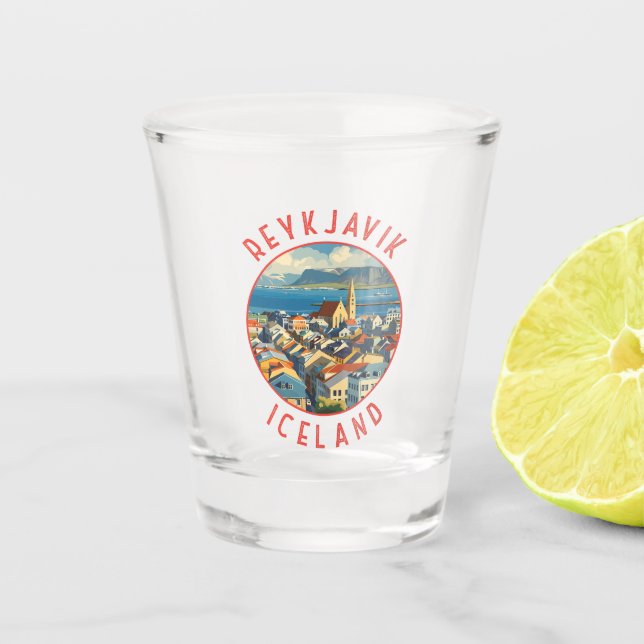 Verre A Shot Reykjavík Islande Cercle retro désorganisé (Devant)