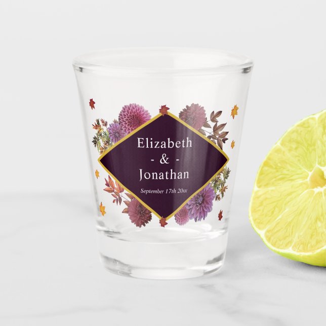 Verre A Shot Romantique Automne Dahlia Mariage (Devant)