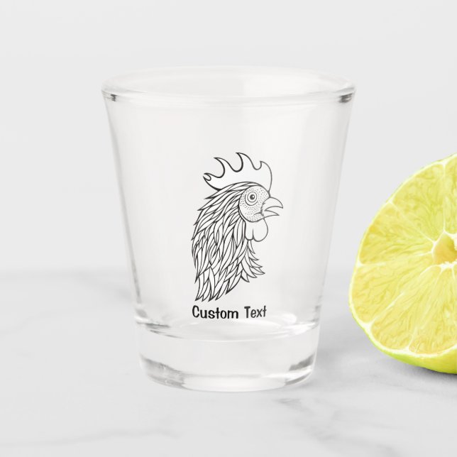 Verre A Shot Rooster's Head Line Art (Devant)