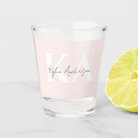 Rose Blush moderne Nom du monogramme personnalisé