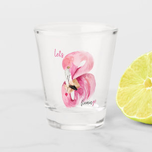 Verre A Shot Rose exotique moderne Flamant rose Aquarelle