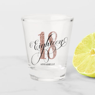 Verre A Shot Rose Gold Faux Parties scintillant 18e Anniversair