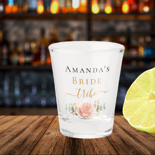Verre A Shot Rose gold florale mariée tribu fête de bachelorett
