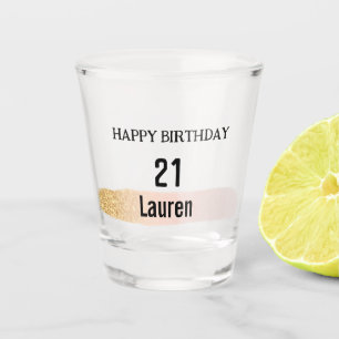 Verre A Shot Rose tendance GoldDrips 21ème Anniversaire Glas de