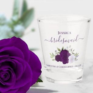 Verre A Shot Roses Boho violet Élégant Mariage Bridesmaid