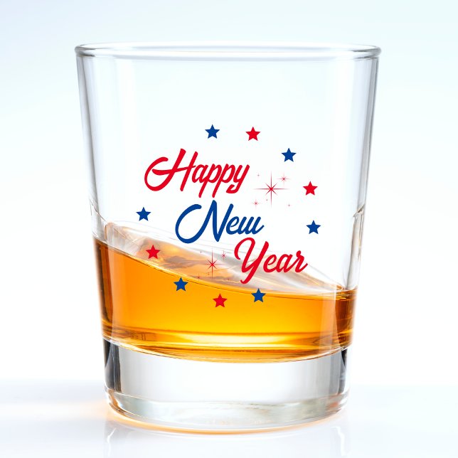 Verre A Shot Rouge Blanc & Bleu Bonne année (Red White & Blue Happy New Year Shot Glass)