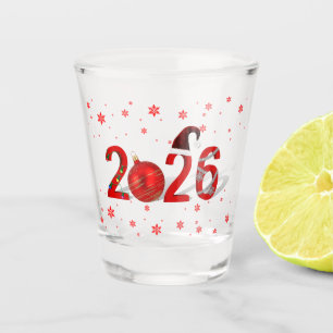 Verre A Shot Rouge Festif Joyeux Noël Nouvel An 2026