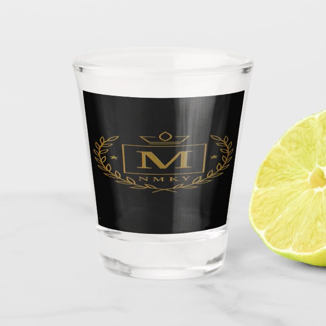 Verre A Shot "Royal NMKY Emblem – Monogram M Crest Design" (Devant)