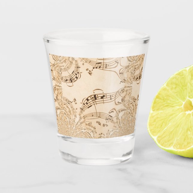 Verre A Shot Rustic Antique Musical Notes (Devant)