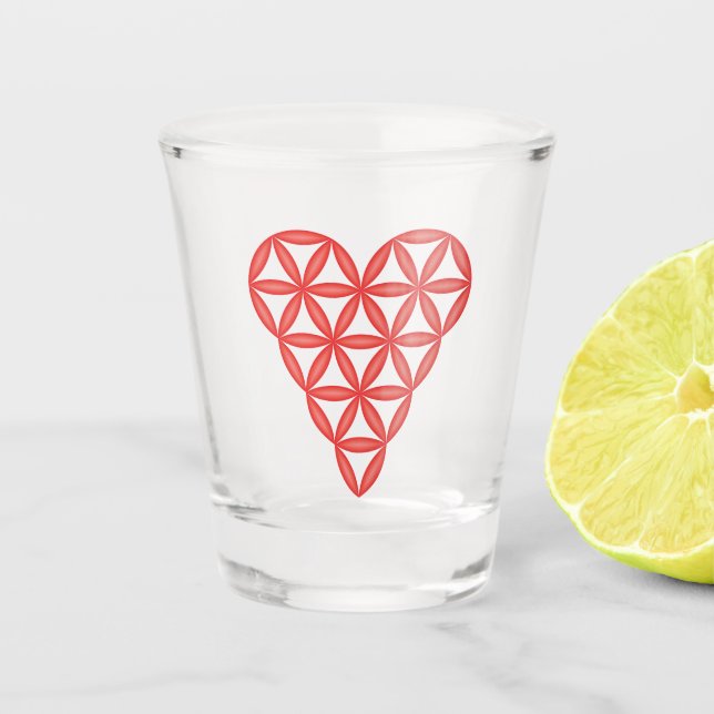 Verre A Shot Sacred Heart - Coeur de vie, 3D/Rouge. (Devant)