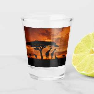 Verre A Shot Safari africain au coucher du soleil