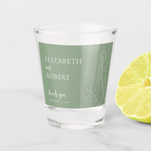 Verre A Shot Sage Floral Script Mariage Élégant Minimal Simple