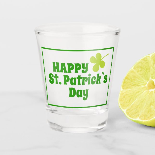 Verre A Shot Saint Patrick`s jour Shamrock Bière verte (Devant)