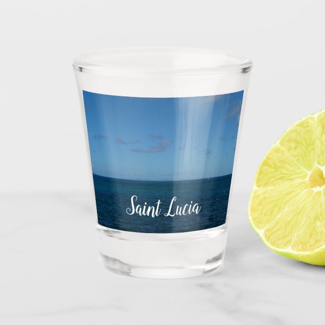 Verre A Shot Sainte-Lucie Horizon Océan Bleu (Devant)
