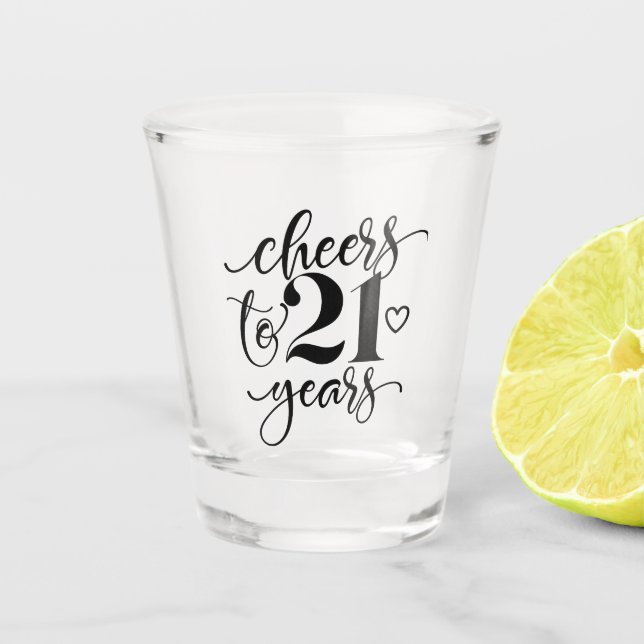 Verre A Shot Salutations À 21 Anniversaire (Devant)