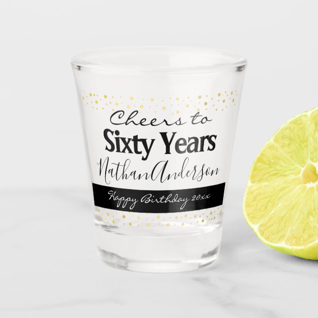 Verre A Shot Salutations à 60 ans Personnalisé Anniversaire Sho (Devant)