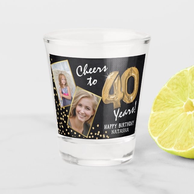 Verre A Shot Salutations aux années 40e anniversaire 2 Photo (Devant)