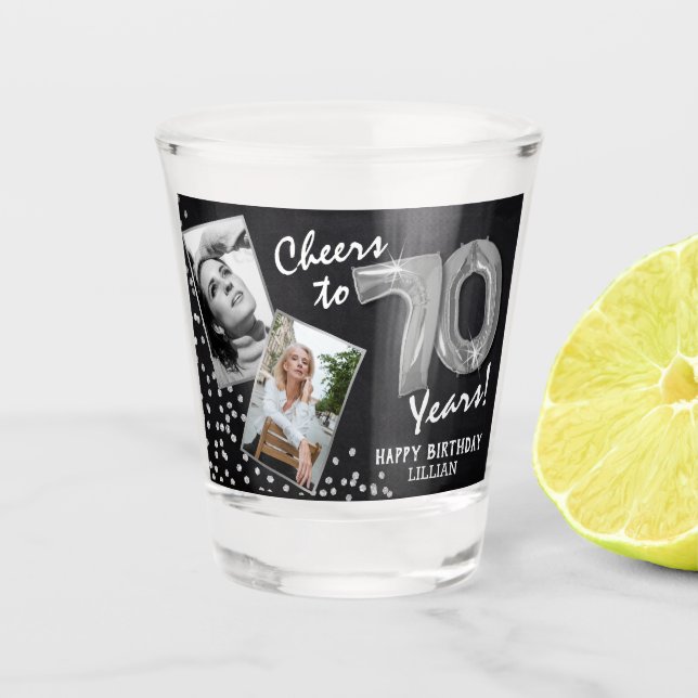 Verre A Shot Salutations aux années 70e anniversaire 2 Photo (Devant)