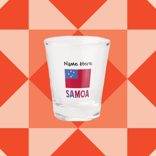 Verre A Shot Samoa et Samoan Drapeau avec ton nom Tiré (Créateur téléchargé)