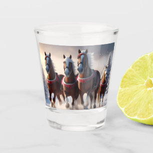 Verre A Shot Santas Chevaux de Neige de Noël,