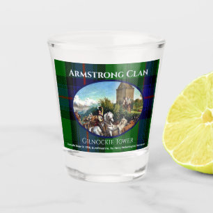 Verre A Shot Scottish Armstrong Clan Gilnockie Peinture Tartan