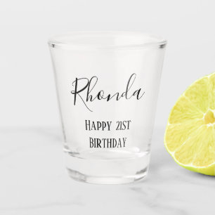 Verre A Shot Script cursif de 21e anniversaire