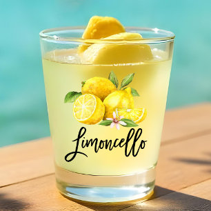 Verre A Shot Script de brosse moderne Limoncello Aquarelle Lemo