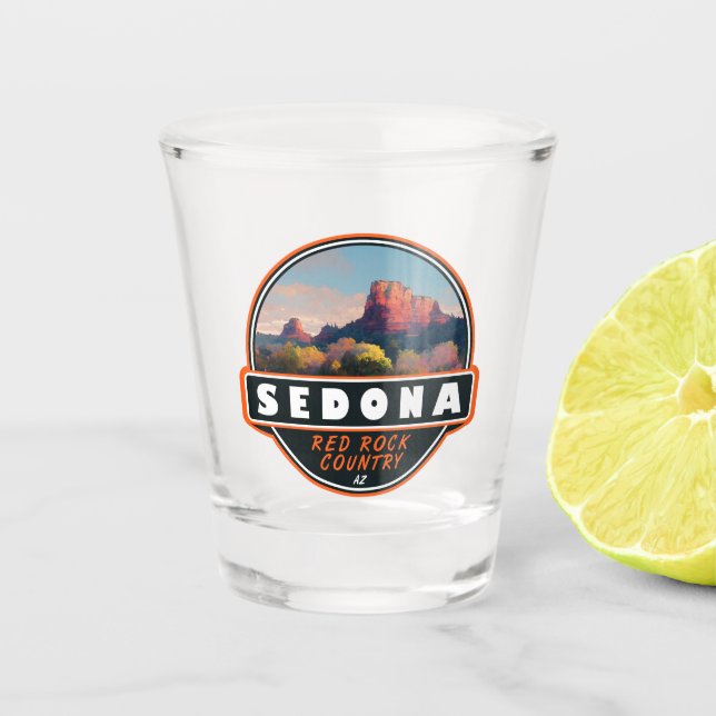 Verre A Shot Sedona Arizona Red Rock Country Watercolor Emblem (Devant)