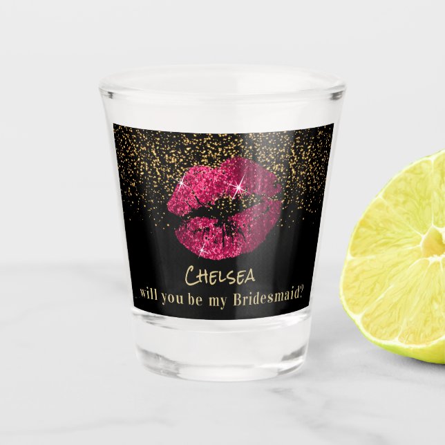 Verre A Shot Seras-tu ma demoiselle d'honneur - Lèvres roses (Devant)