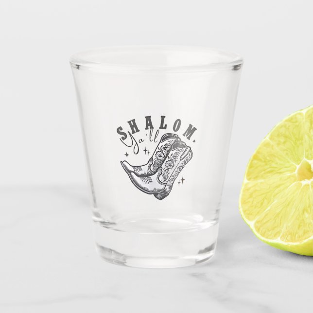 Verre A Shot Shalom Y'all Cowboy juif Hanoukka Ouest (Devant)