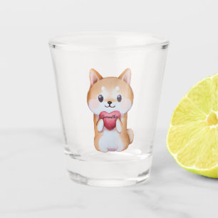 Verre A Shot Shiba Inu Tenir Un Coeur