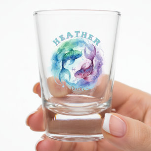 Verre A Shot Signe du zodiaque Poissons Poisson aquarelle Astro
