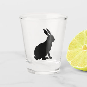 Verre A Shot Silhouette de lapin assis noir hautes oreilles