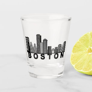 Verre A Shot Silhouette de l'horizon de Boston 