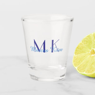 Verre A Shot simple monogramme minimaliste nom personnalisé ble