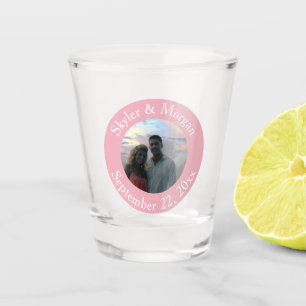 Verre A Shot Simple rougissent la photo ronde rose de mariage