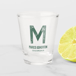 Verre A Shot Simple texte vert initial pour enterrement de vie