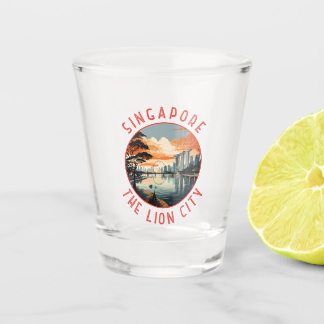 Verre A Shot Singapore Retro Distressed Circle (Devant)