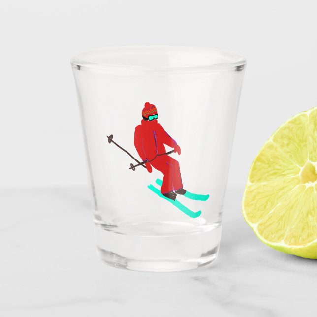 Verre A Shot Ski d'ouverture Skier Noël Nouvel An (Devant)