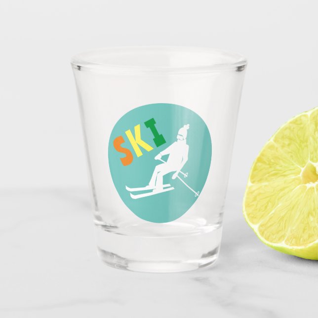Verre A Shot Ski rétros Skier hiver Turquoise (Devant)