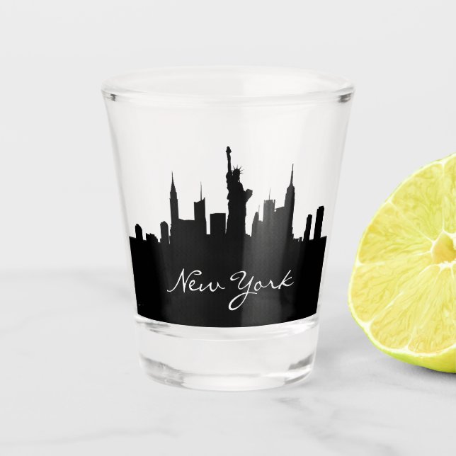 Verre A Shot Skyline New York noir et blanc (Devant)