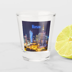 Verre A Shot Skyline nocturne de Varsovie en Pologne