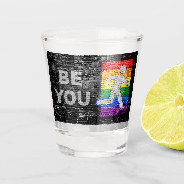 Verre A Shot SlipperyJoe's Be You brick wall stick figure rainb (Devant)