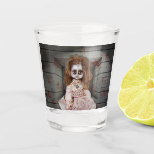 Verre A Shot SlipperyJoe's déplaisante poupée visage pâle sang