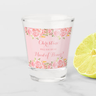 Verre A Shot Soirée de mariage florale de corail rose