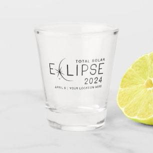 Verre A Shot Solar Eclipse 2024 Lieu personnalisé Commémoratif